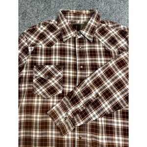 Jordan Craig‎ 100% cotton Shirt Men's Large Brown Plaid Long Sleeve Button Down